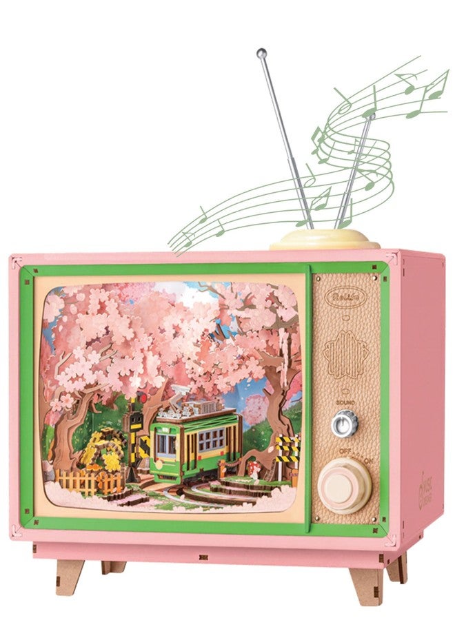 Rolife 3D Wooden Puzzles for Adults DIY Book Nook Kit 16" Japanese Cherry Blossom Music Box Toy Building Set Home Decor Gifts for Girls Boys Adults (Sakura Dreamy Tour) - Image 1